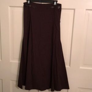 Long fitting Brown vintage skirt with leather